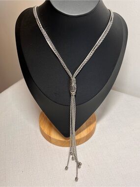 Tocara Polished Silver Tassel Lariat Necklace - like new. 
Multi strand. Rare!